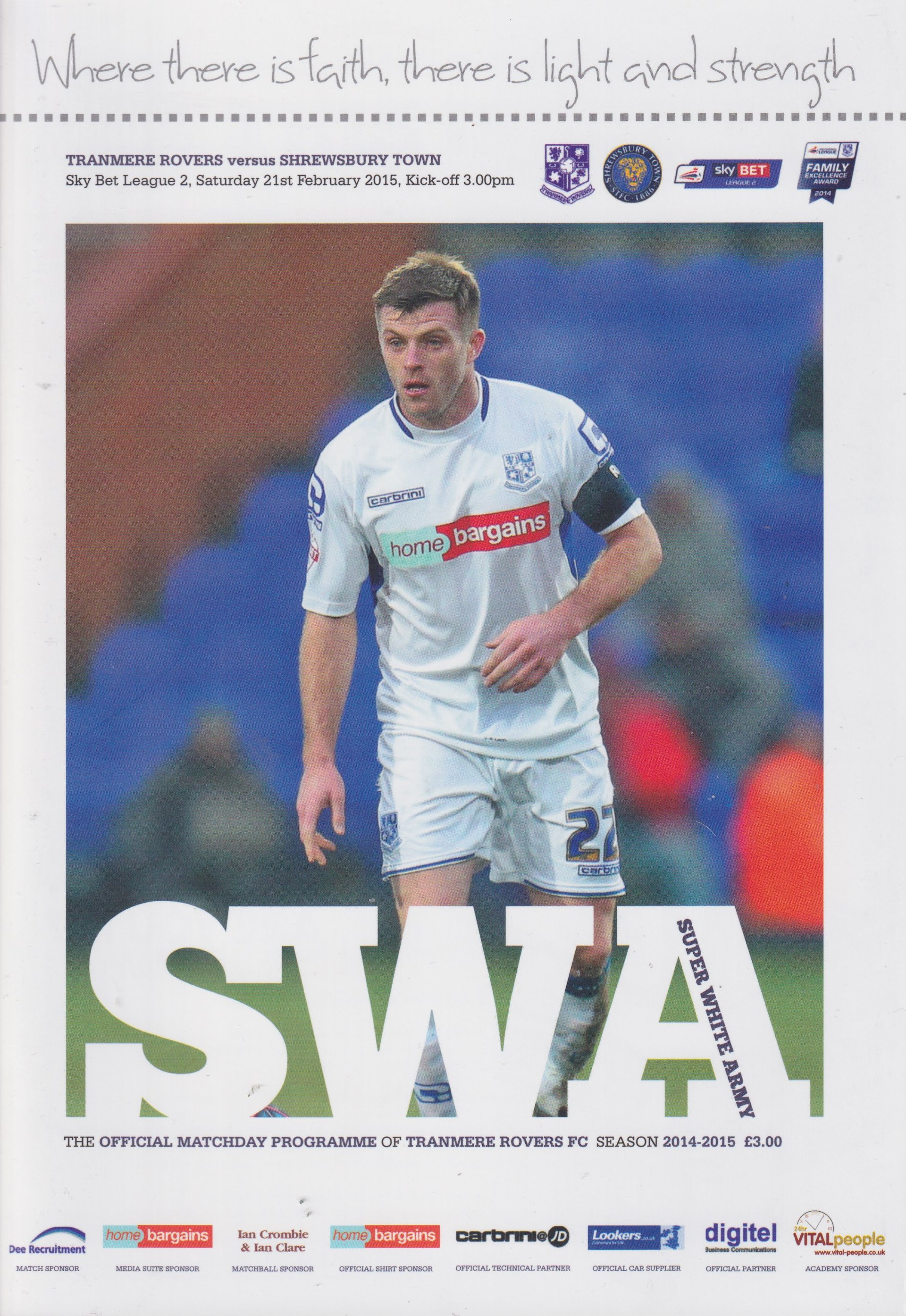 Tranmere Rovers v Shrewsbury Town match programme
